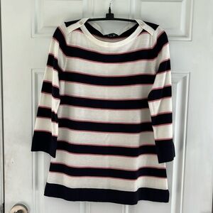Euc Tommy Hilfiger 3/4 sleeve sweater navy, cream, pink stripe